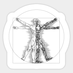 The Cybernetic Renaissance: The Vitruvian Cyborg Sticker